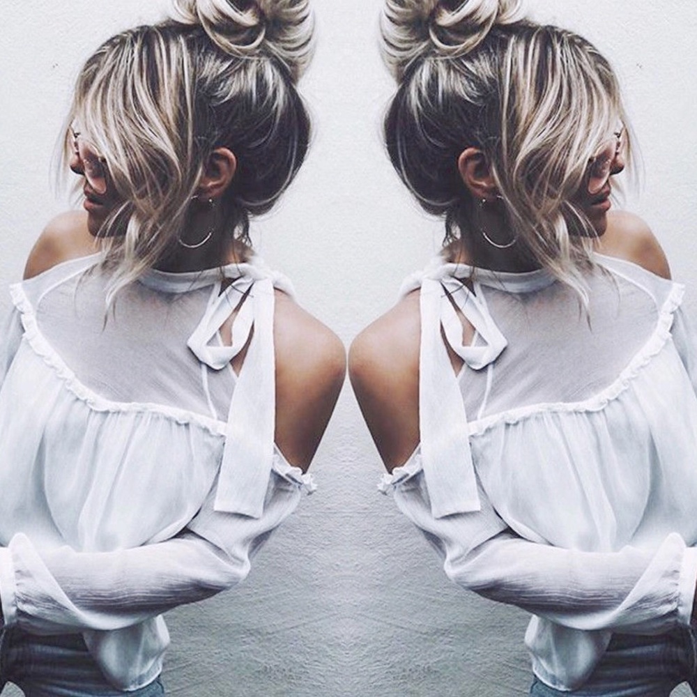 DUCHESS COLD SHOULDER RUFFLE TOP - Picture 6 of 8